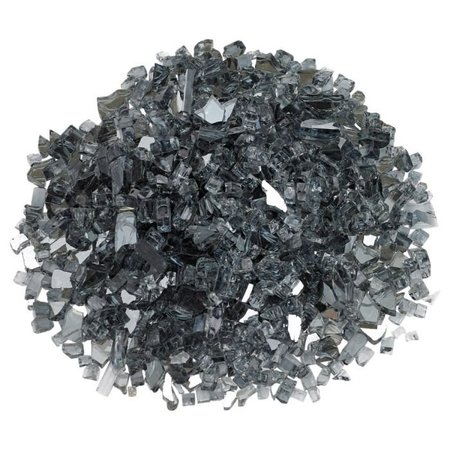 AMERICAN FIRE GLASS 1/4 in Gray Reflective Fire Glass, 10 Lb Bag AFF-GRYRF-10